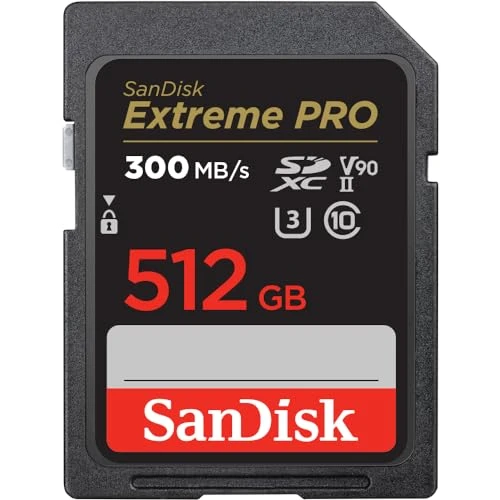 SanDisk Extreme PRO SDHC UHS-II Bellek Kartı V90 512 GB (300 MB/s, 8K, 4K ve Full HD Video Kayıt, RescuePRO Deluxe, Darbeye Dayanıklı, Sıcaklığa Dayanıklı, Suya Dayanıklı ve X Işınına Dayanıklı) ürün görseli 1