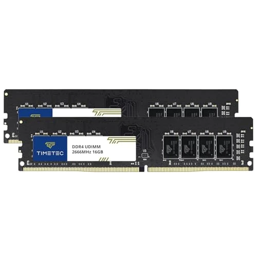Timetec 32 GB KIT (2x16 GB) DDR4 2666 MHz PC4-21300 ECC Olmayan Arabelleksiz 1,2 V CL19 2Rx8 Çift Kademeli 288 Pin UDIMM Masaüstü Bellek RAM Modülü Yükseltmesi (32 GB KIT(2x16 GB)) ürün görseli 1