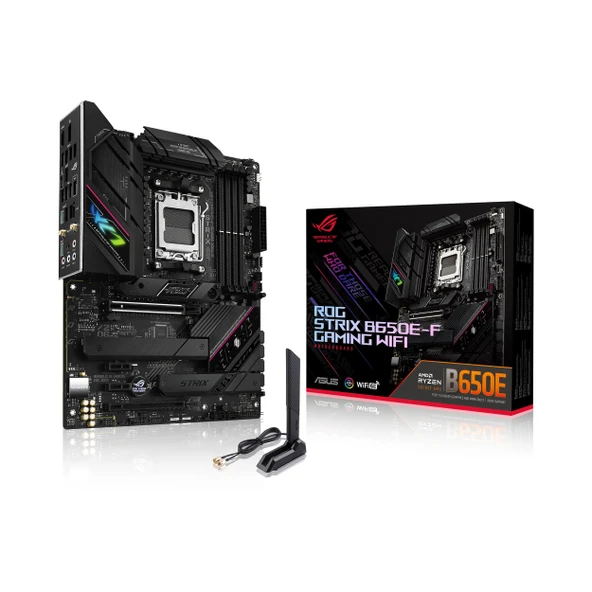ASUS ROG Strix B650E-F Oyun WiFi anakart soketi AMD AM5 (Ryzen 7000, ATX, DDR5 bellek, 12+2 güç aşaması, USB 3.2 Gen 2x2 Type-C, PCIe 5.0, Q-Release, WiFi 6E, Aura Sync) ürün görseli 1