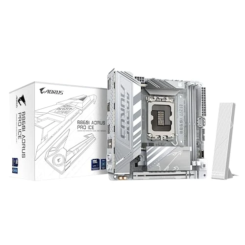 GIGABYTE B860I AORUS PRO Ice anakart - Intel Core Ultra CPU'lar, 8+1+2+1 fazlı VRM, 9200MHz'e kadar DDR5, 1xPCIe 5.0 + 1xPCIe 4.0 M.2, 2.5 GbE LAN, WiFi 7, Thunderbolt 4 ürün görseli 1