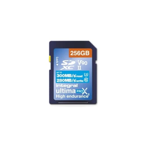 Integral 256 GB UHS-II SD kart V90 300 MB/s'ye kadar okuma ve 280 MB/s'ye kadar yazma hızı SDXC profesyonel yüksek hızlı hafıza kartı ürün görseli 1
