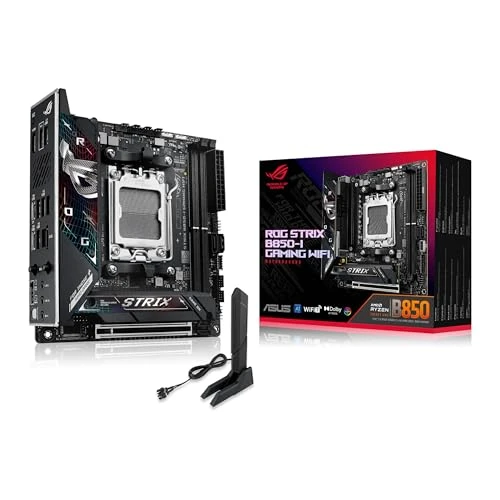 ASUS ROG Strix B850-I Oyun WiFi AMD AM5 B850 Mini-ITX mITX anakart 10+2+1 seviyeleri, DDR5, 2.5G LAN, WiFi 7, 2X M.2, PCIe® 5.0 x16, USB 20Gbps Type-C®, AI Hız Aşırtma, AI Networking II, Aura Sync ürün görseli 1
