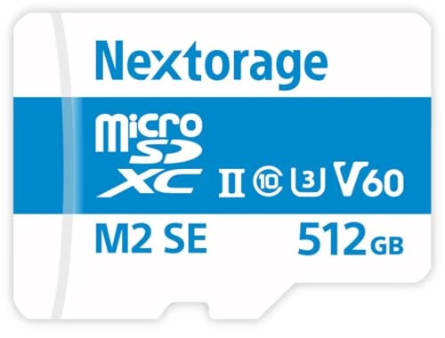 Nextorage Japon üretici UHS-II Micro SD kart 512GB microSDXC U3 V60 Maks. okuma hızı 280MB/s Maks. yazma hızı 190MB/s NX-M2SE512G microSD kart ürün görseli 1