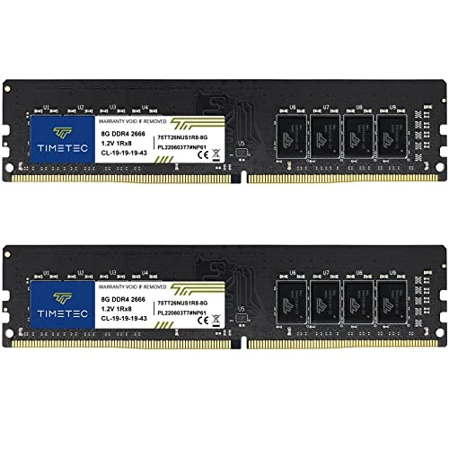 Timetec 16GB KIT (2x8GB) DDR4 2666MHz PC4-21300 Arabelleksiz ECC Olmayan 1.2V CL19 1Rx8 Tek Sıralı 288 Pin UDIMM Masaüstü Bilgisayar Bilgisayar Bellek RAM Modülü Yükseltmesi (16GB KIT(2x8GB)) ürün görseli 1