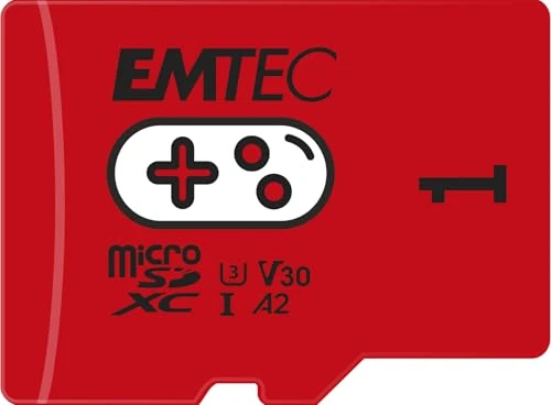 EMTEC MicroSDXC Oyun Kartı 1TB UHS-I U3 V30 A2 100Mbps'ye Kadar Yüksek Hız Nintendo Switch, Wyze, GoPro, Akıllı Telefonlar, Tabletler, Güvenlik Kameraları, Drone'lar, 4K Videolar, Kırmızı ile uyumlu ürün görseli 1