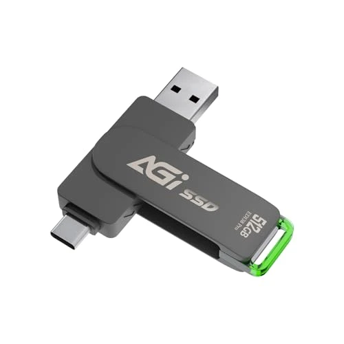 AGI ED138 PRO SSD Harici 1 TB Disk SSD Taşınabilir, Cle USB 3.2 Gen 2 Jusqu'à 550 Mo/s 2'si 1 arada OTG PC, Mobil Cihazlar, Fotoğraflar, Videolar, MacBook Pro, Air  Çift USB-A ve USB-C ürün görseli 1