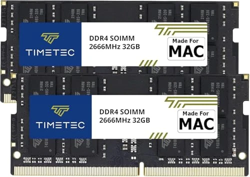 Timetec 64 GB KIT (2x32 GB), Retina 5K Ekranlı, 2018 Sonu Mac mini 8.1 PC4-21333/PC4-21300 MAC RAM ile Orta 2020 iMac 20.1/20.2/Orta 2019 iMac19.1 27 inç için Apple DDR4 2666MHz ile uyumlu ürün görseli 1