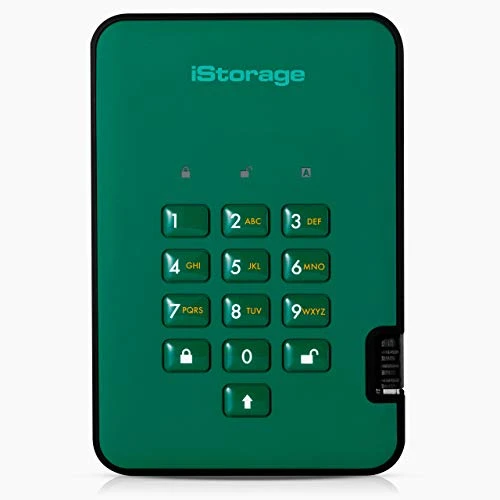 iStorage diskAshur2 SSD 1 TB Yeşil - Güvenli taşınabilir katı hal sürücüsü - Parola korumalı - Toz ve su geçirmez - Donanım şifrelemesi ürün görseli 1