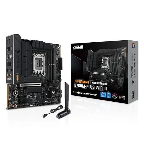 ASUS TUF Gaming B760M-PLUS WiFi II anakart Intel B760 LGA 1700 mATX (PCIe 5.0, M.2, DDR5, WiFi 6E, Q anteni, Realtek 2,5 GB Ethernet, DP, HDMI, SATA 6 Gbit/s, USB Type-C, Thunderbolt 4, Aura Sync) ürün görseli 1