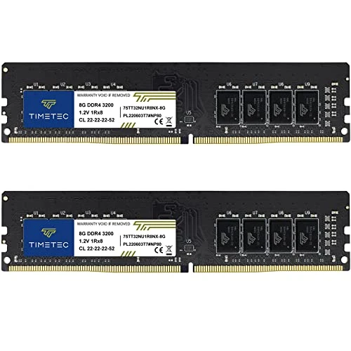 Timetec 16GB KIT(2x8GB) DDR4 3200MHz PC4-25600 CL16 1,35V ECC Olmayan Arabelleksiz Oyun ve Grafikler için Tasarlandı AMD ve Intel Masaüstü Bilgisayar Bilgisayar Bellek Modülü Yükseltmesi ile uyumlu ürün görseli 1