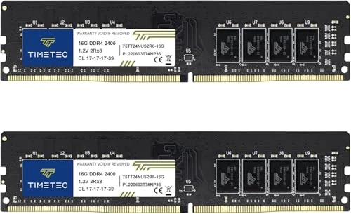 Timetec Premium 32GB KIT(2x16GB) DDR4 2400MHz PC4-19200 ECC Olmayan Arabelleksiz 1.2V CL17 2Rx8 Çift Sıralı 288 Pin UDIMM Masaüstü Bilgisayar Bilgisayar RAM Bellek Modülü Yükseltme ürün görseli 1