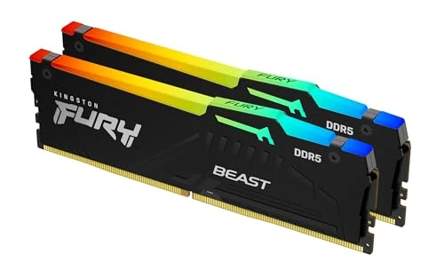 Kingston FURY Beast Siyah RGB 32 GB (2x16 GB) 6000MT/s DDR5 CL36 DIMM Masaüstü Oyun Bellek Kiti, 2 AMD EXPO/ Intel XMP ile - KF560C36BBE2AK2-32 ürün görseli 1