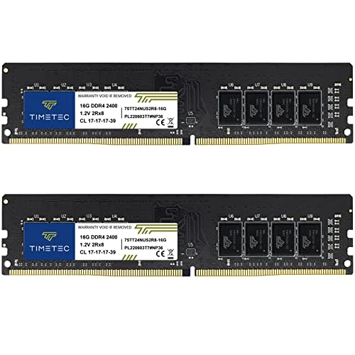 Timetec 32GB KIT(2x16GB) DDR4 2400MHz PC4-19200 ECC Olmayan Arabelleksiz 1,2V CL17 2Rx8 Çift Kademeli 288 Pin UDIMM Masaüstü Bilgisayar Bilgisayar Bellek RAM Modülü Yükseltmesi (32GB KIT(2x16GB)) ürün görseli 1
