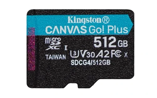 Kingston Canvas Go Plus microSDXC hafıza kartı Gen4 200 MB/sn A2 U3 V30 512 GB tek paket, ADP-SDCG4/512GBSP olmadan ürün görseli 1