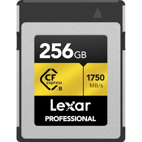 Lexar Professional CFexpress Type B Bellek Kartı 256 GB Gold Serisi, 1750 MB/s'ye kadar okuma, Ham 8K Video Kaydı, PCIe 3.0 ve NVMe Desteği (LCXEXPR256G-RNENG) ürün görseli 1