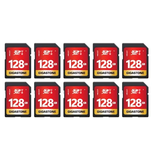 GIGASTONE 128 GB SDXC hafıza kartı paketi 10'lu, UHS-I U1 Sınıf 10, Canon Olympus PC dijital fotoğraf makineleri için 80 MB/s'ye kadar ürün görseli 1
