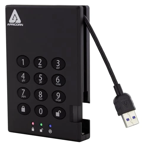 Apricorn Aegis Padlock 3.0 sabit sürücü şifrelenmiş 500 GB harici olarak taşınabilir 2,5" 6,4 cm USB 5400 rpm Arabellek: 8 MB FIPS 197 ürün görseli 1
