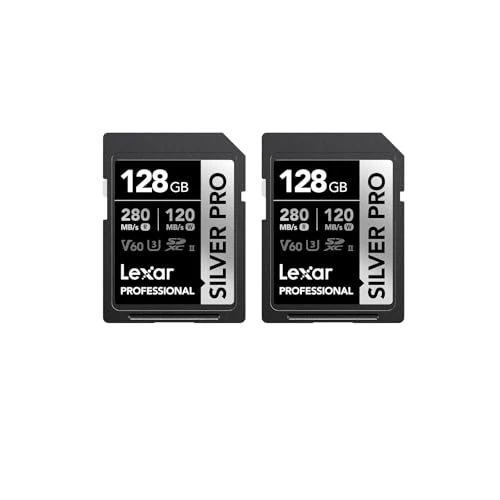 Lexar Silver PRO SD Kart 2x128 GB, UHS-II SD Bellek Kartı, V60, U3, C10, 280 MB/s'ye kadar Okuma, 120 MB/s'ye kadar Yazma, DSLR/Kamera/Fotoğrafçılar/Videografçılar için SDXC Kart (LSDSIPR128G-B2NAA) ürün görseli 1
