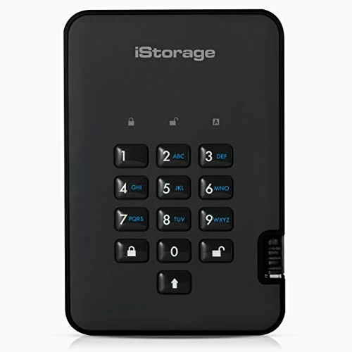 iStorage diskAshur2 SSD 1 TB Siyah - Güvenli taşınabilir katı hal sürücüsü - Parola korumalı - Toz ve su geçirmez - Donanım şifreleme ürün görseli 1