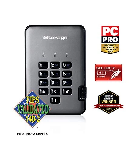 iStorage diskAshur Pro2 5 TB harici sabit sürücü, FIPS Seviye 3 sertifikalı ürün görseli 1