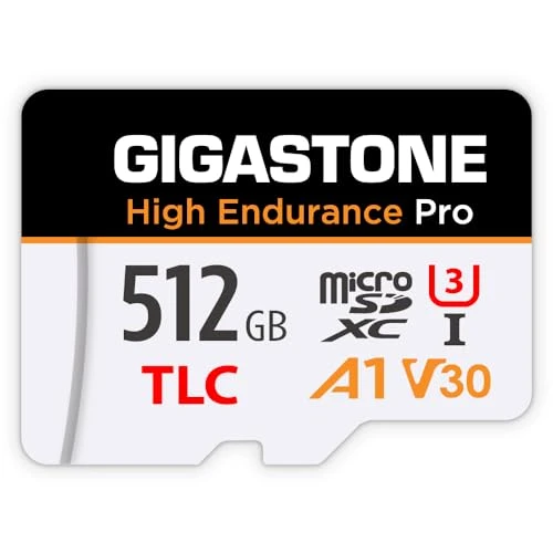 GIGASTONE 512 GB Mikro SD kart, High Endurance Pro, 140/120 MB/s'ye kadar, Redtiger Rove Vivofo Vantrueeo Arifayz Dashcam, UHS-I A1 V30 U3 TLC MicroSDXC ile uyumlu ürün görseli 1
