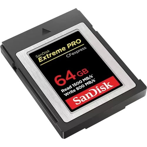 SanDisk Extreme Pro CFexpress hafıza kartı Tip B 64 GB (1.500 MB/s okuma, 800 MB/s yazma, RescuePRO Deluxe, pürüzsüz RAW videolar, 4K, XQD uyumluluğu) ürün görseli 1
