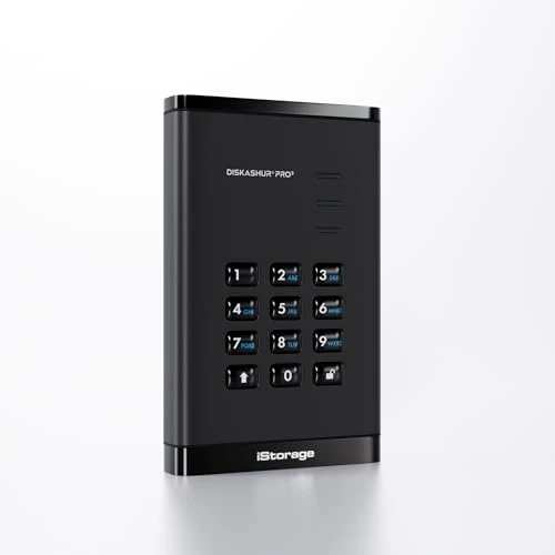 iStorage diskAshur PRO3 HDD 2 TB - Güvenli Taşınabilir Sabit Sürücü - FIPS Seviye 3 Sertifikalı - Parola Korumalı - Toza/Suya Dayanıklı - Donanım Şifreleme ürün görseli 1