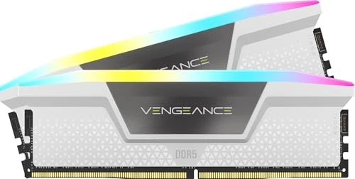 CORSAIR Vengeance RGB DDR5 RAM 32GB (2x16GB) 6000MHz CL36-44-44-96 1.4V AMD Expo ve Intel XMP Masaüstü Bilgisayar Belleği - Beyaz (CMH32GX5M2E6000Z36W) ürün görseli 1