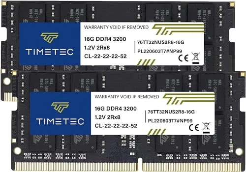 Timetec 32 GB KIT (2x16 GB) DDR4 3200 MHz (DDR4-3200) PC4-25600 ECC Olmayan Arabelleksiz 1.2 V CL22 2Rx8 AMD ve Intel Oyun Dizüstü Bilgisayar Bellek RAM için Çift Sıralı 260 Pin SODIMM ürün görseli 1