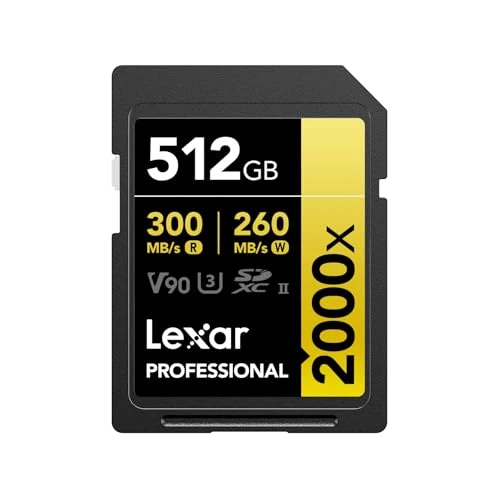 Lexar Professional SD kart 512 GB, okuyucusuz SDXC UHS-II hafıza kartı, 300 MB/s'ye kadar okuma, DSLR için Class 10, U3, V90 SD hafıza kartı, sinema kalitesinde video kameralar ürün görseli 1
