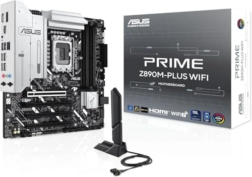 ASUS Prime Z890M-PLUS WiFi Oyun Anakartı Soketi Intel LGA1851 (mATX, DDR5, PCIe 5.0, 3X M.2, DisplayPort, HDMI, Gelişmiş AI, WiFi 7, Aura Sync) ürün görseli 1
