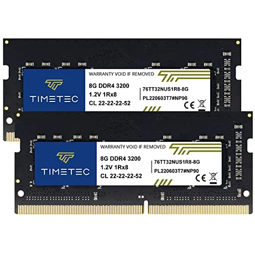 Timetec 16 GB KIT(2x8 GB) DDR4 3200 MHz (veya 2933 MHz veya 2666 MHz) PC4-25600 ECC Olmayan Arabelleksiz 1,2 V CL22 1Rx8 Dizüstü bilgisayarlar ve PC'ler için Tek Kademeli 260 Pin SODIMM ürün görseli 1