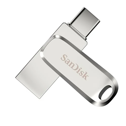 SANDISK Ultra Dual Drive Luxe 2 TB (USB Type-C ve Type-A Sürücü, Akıllı Telefon Depolama, Mobil Depolama, USB 3.2 Gen 1, Dönen Tasarım, 400 MB/s Okuma, SANDISK Uygulaması) Gümüş ürün görseli 1