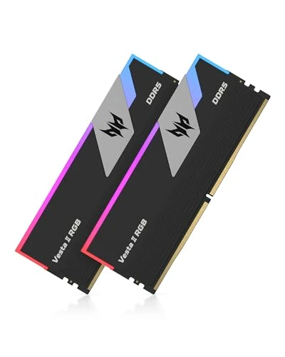 Acer Predator Vesta II DDR5 RGB RAM 32GB (16GBx2) CL36 6000MHz'e kadar - Intel XMP 3.0 ve AMD EXPO - PC Bilgisayar Oyun RAM'i (Siyah) ürün görseli 1