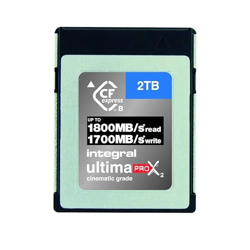 Integral 2 TB CFexpress Bellek Kartı Tip B 2.0 12K ve 8K RAW ve 8K 120 FPS 1800 MB/s Okuma 1700 MB/s Yazma Hızı 1300 MB/s Sürdürülebilir Yazma Hızı Gelişmiş Sinematik ve DSLR Kameralar için Tasarlandı ürün görseli 1