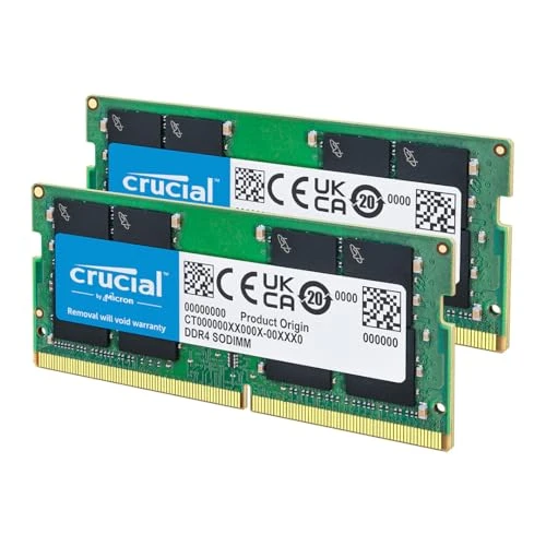 Crucial DDR4 RAM 64 GB Kit (2x32 GB) 3200 MHz SODIMM CL22, Dizüstü Bilgisayar/Dizüstü Bilgisayar için RAM, Mini PC (ayrıca 2933 MHz / 2666 MHz) - CT2K32G4SFD832A ürün görseli 1
