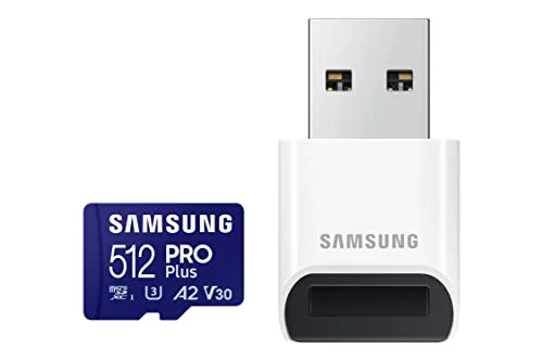 Samsung PRO Plus microSD Kart, 512 GB, UHS-I U3, Full HD ve 4K UHD, 160 MB/s Okuma, 120 MB/s Yazma, Akıllı Telefon, Drone veya Action Cam için Hafıza Kartı, USB Kart Okuyucusu içerir, MB-MD512KB/WW ürün görseli 1