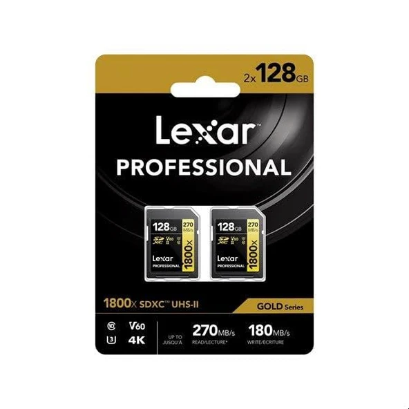 Lexar Professional GOLD SDXC 1800x 128 GB UHS-II V60-2PACK ürün görseli 1
