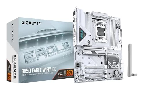 GIGABYTE B850 Eagle WIFI7 Ice anakart - AMD Ryzen 9000 serisi işlemciler, dijital 8+2+2 fazlı VRM, 8200 MHz'e kadar DDR5 (O.C.), 1x PCIe 5.0 + 2X PCIe 4.0 M.2, Wi-Fi 7, 2.5 GbE LAN, USB 3.2 Gen 2 ürün görseli 1