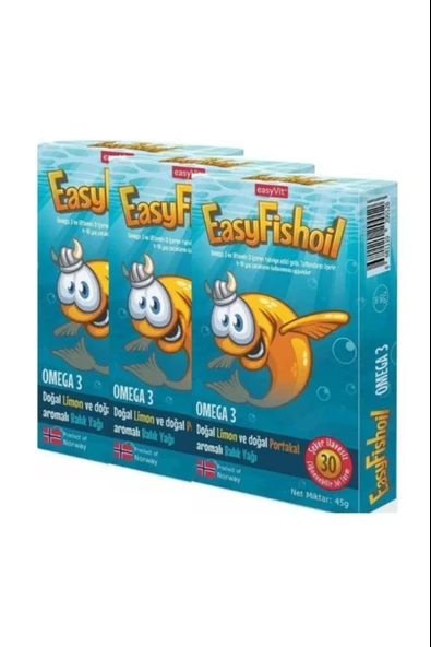 EasyFishoil Çocuk Portakal Aromalı 30 Çiğneme Tablet 3 Adet ürün görseli 1