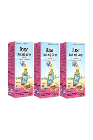 Ocean Tutti Frutti Karışık Meyve Aromalı Balık Yağı Şurup 150 ml 3 Adet ürün görseli 1