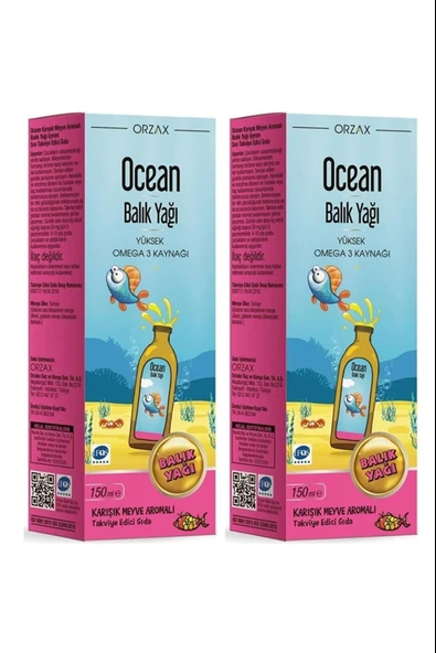 Ocean Tutti Frutti Karışık Meyve Aromalı Balık Yağı Şurup 150 ml 2 Adet ürün görseli 1