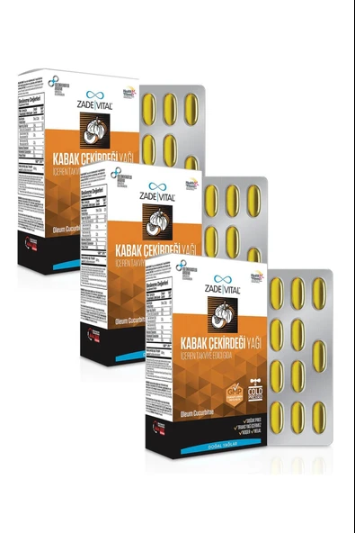 Zade Vital Kabak Çekirdeği Yağı 320 mg 60 Yumuşak Kapsül 3 Adet ürün görseli 1