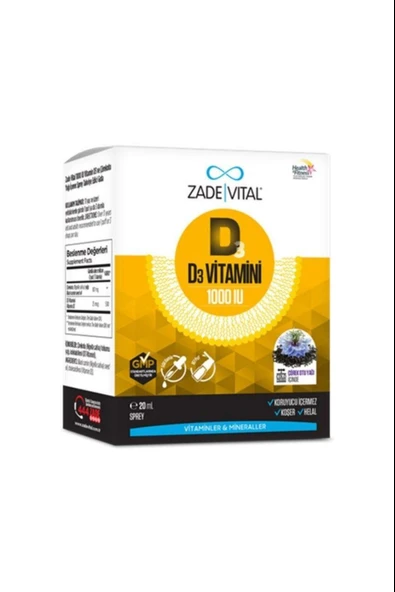 Zade Vital D3 Vitamini 1000 IU Sprey 20 ml ürün görseli 1