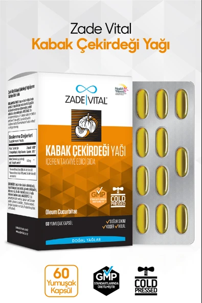 Zade Vital Kabak Çekirdeği Yağı 320 mg 60 Yumuşak Kapsül ürün görseli 1