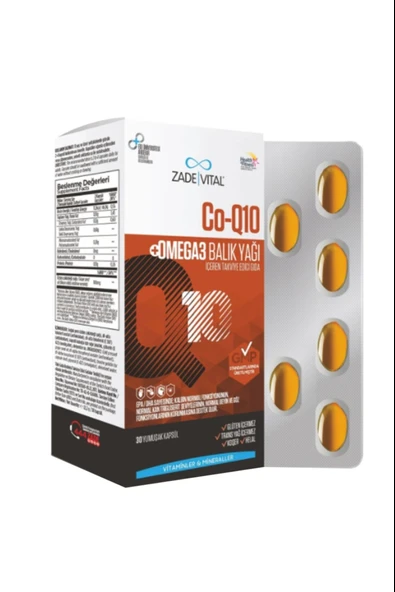 Zade Vital Co-Q10 & Omega 3 30 Kapsül ürün görseli 1