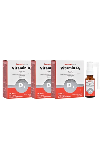 İmuneks Vitamin D3 400 IU Sprey 20 ml 3 Adet ürün görseli 1