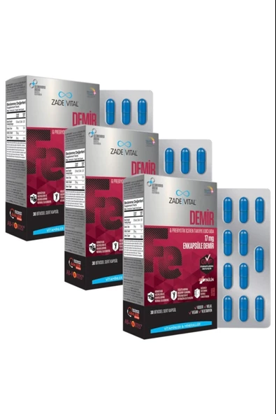 Zade Vital Iron Fe 30 Kapsül 3 Adet ürün görseli 1