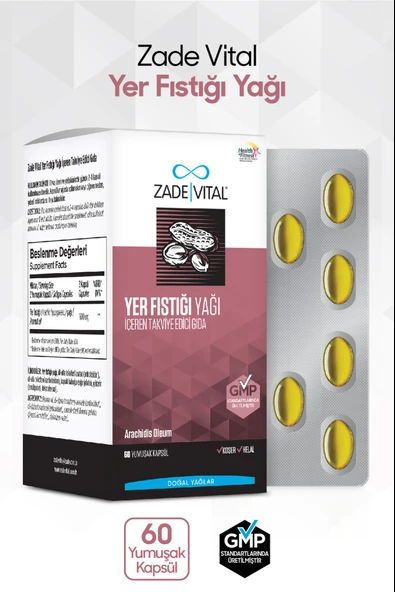 Zade Vital Fıstık Yağı 800 mg 60 Yumuşak Kapsül ürün görseli 1