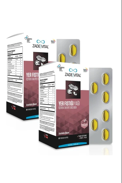 Zade Vital Fıstık Yağı 800 mg 60 Yumuşak Kapsül 2 Adet ürün görseli 1